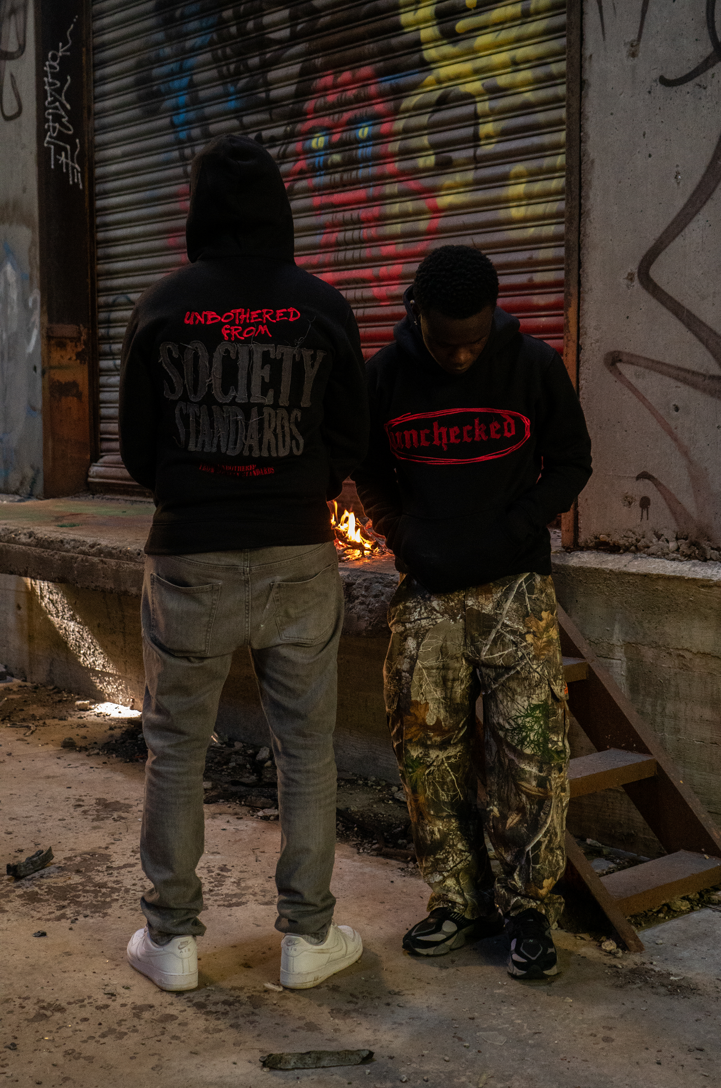 Black & Red Unchecked Hoodie DISTRESSED (Social Standards Collection)