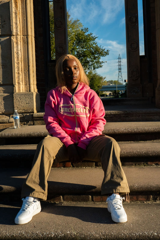 Pink & Cream Full-zip hoodie (Unchecked Collection)