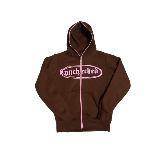 Brown & Pink full-zip hoodie (Unchecked Collection)