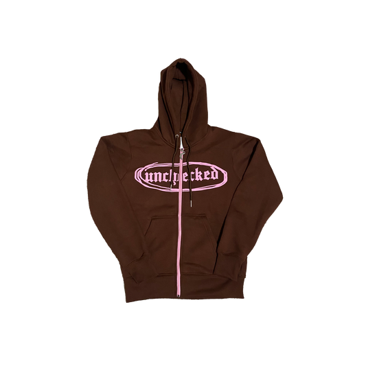 Brown & Pink normal-zip hoodie (Unchecked Collection)